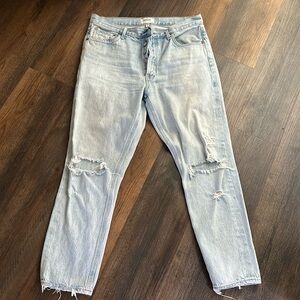 Agolde Light Wash Distressed Ankle Crop Jeans